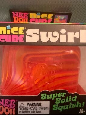 Needoh Nice Cube Swirl Super Solid Squish! Orange new